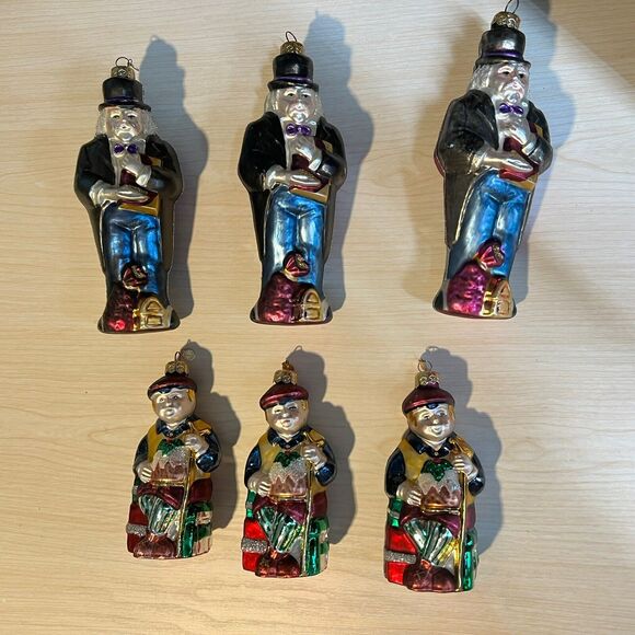 Set of 6 Dept 56 A Christmas Carol Tiny Tim & Scrooge Christmas Ornaments VTG - Picture 1 of 16